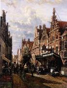 unknow artist, European city landscape, street landsacpe, construction, frontstore, building and architecture. 165